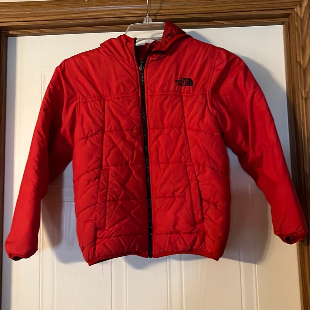 North Face reversible puffer jacket with hood zip front, child’s size 12